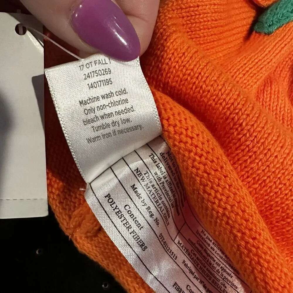 GYMBOREE Fall Festival Orange Pumpkin Sweater Beanie Hat 3-6 Month NWT Stem 2017